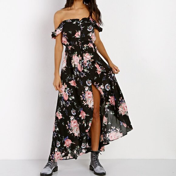 AUGUSTE THE LABEL Leila Button Down Day Dress Vintage Bloom Black - Picture 1 of 7